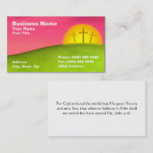 美しい日没に対する丘の3十字架像 名刺 (正面/裏面)