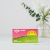 美しい日没に対する丘の3十字架像 名刺 (スタンド正面)