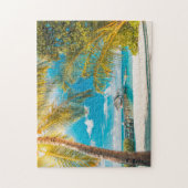 美しい日没のヤシの木 ジグソーパズル (縦)