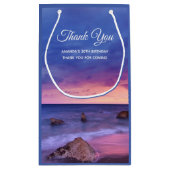 美しい日没の海岸写真ありがとう スモールペーパーバッグ (裏面)