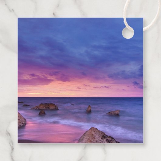 美しい日没の海岸写真ありがとう フェイバータグ (裏面)