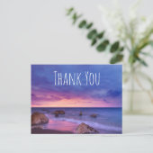 美しい日没の海岸写真ありがとう ポストカード (スタンド正面)