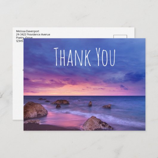美しい日没の海岸写真ありがとう ポストカード (正面/裏面)
