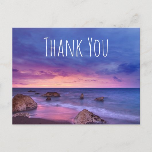 美しい日没の海岸写真ありがとう ポストカード (正面)