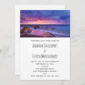 美しい日没の海岸写真デザイン結婚ズ 招待状 (正面/裏面)