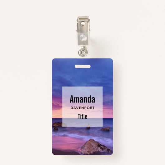 美しい日没の海岸写真 バッジ (裏面クリップ)