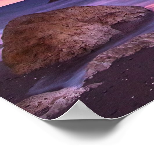 美しい日没の海岸写真 ポスター (角)