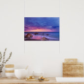 美しい日没の海岸写真 ポスター (キッチン)