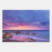 美しい日没の海岸写真 ラッピングペーパーシート (正面3)