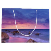 美しい日没の海岸写真 ラージペーパーバッグ (裏面)
