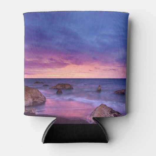 美しい日没の海岸写真 缶クーラー (正面)