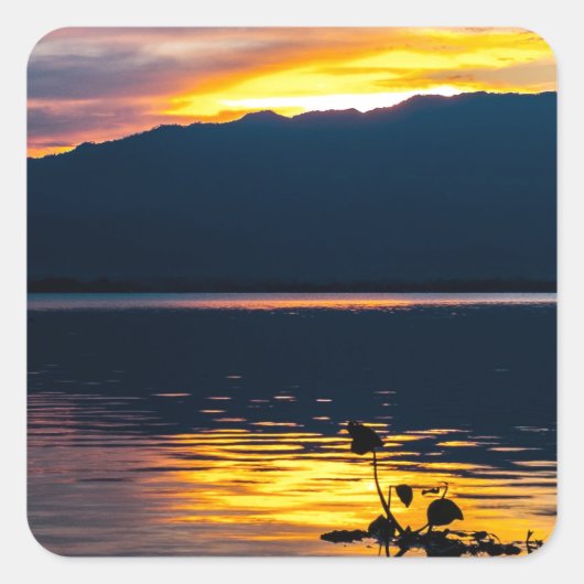 美しい日没の風景写真芸術 スクエアシール (正面)