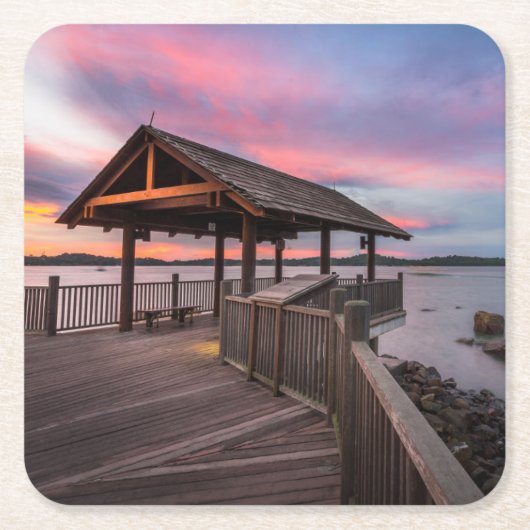 美しい日没 スクエアペーパーコースター (正面)