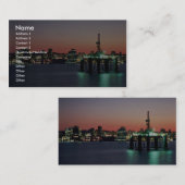 美しい日没: 最近造られた石油掘削装置を離れた日没、 名刺 (正面/裏面)