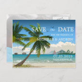美しい日/トロピカルアイランドビーチ日付を保存 案内ポストカード (正面/裏面)