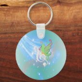 美しい明るいカッコいい白い音楽ノート蝶 キーホルダー (正面)