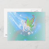 美しい明るいカッコいい白い音楽ノート蝶 ポストカード (正面/裏面)