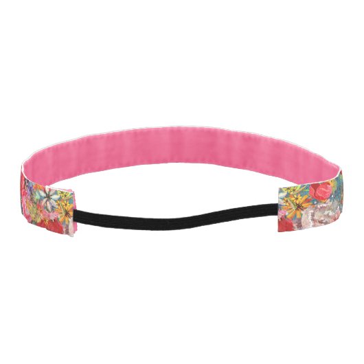 美しい明るいカラフル抽象芸術花のパターン アスレチックヘッドバンド (裏面)
