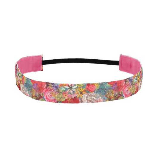 美しい明るいカラフル抽象芸術花のパターン アスレチックヘッドバンド (正面)