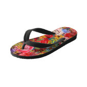 美しい明るいカラフル抽象芸術花のパターン キッズビーチサンダル (アングル)