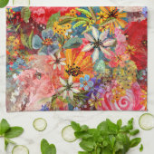 美しい明るいカラフル抽象芸術花のパターン キッチンタオル (折り畳み)