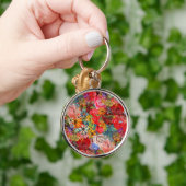 美しい明るいカラフル抽象芸術花のパターン キーホルダー (手)