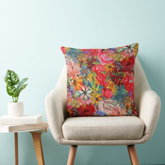 美しい明るいカラフル抽象芸術花のパターン クッション (椅子)