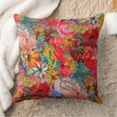 美しい明るいカラフル抽象芸術花のパターン クッション (ブランケット)