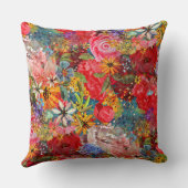 美しい明るいカラフル抽象芸術花のパターン クッション (裏面)