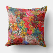 美しい明るいカラフル抽象芸術花のパターン クッション (正面)