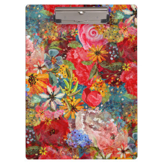 美しい明るいカラフル抽象芸術花のパターン クリップボード