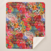 美しい明るいカラフル抽象芸術花のパターン シェルパブランケット (正面)