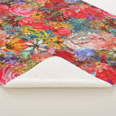 美しい明るいカラフル抽象芸術花のパターン シェルパブランケット (3/4)