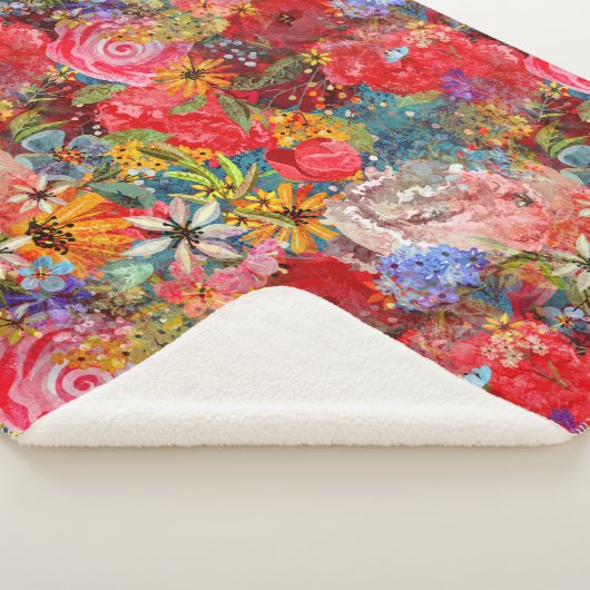 美しい明るいカラフル抽象芸術花のパターン シェルパブランケット (3/4)