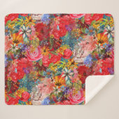 美しい明るいカラフル抽象芸術花のパターン シェルパブランケット (正面(横))