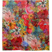 美しい明るいカラフル抽象芸術花のパターン シャワーカーテン (正面)