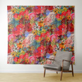 美しい明るいカラフル抽象芸術花のパターン タペストリー (インサイチュ(横))