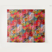 美しい明るいカラフル抽象芸術花のパターン タペストリー (正面(横))