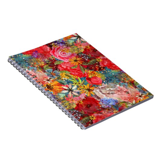 美しい明るいカラフル抽象芸術花のパターン ノートブック (右側)