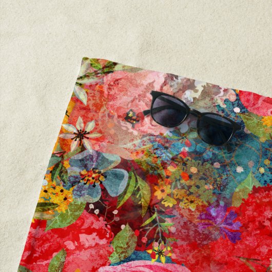 美しい明るいカラフル抽象芸術花のパターン ビーチタオル (インサイチュ)