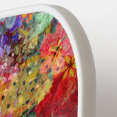 美しい明るいカラフル抽象芸術花のパターン ピックルボールラケット (左詳細)