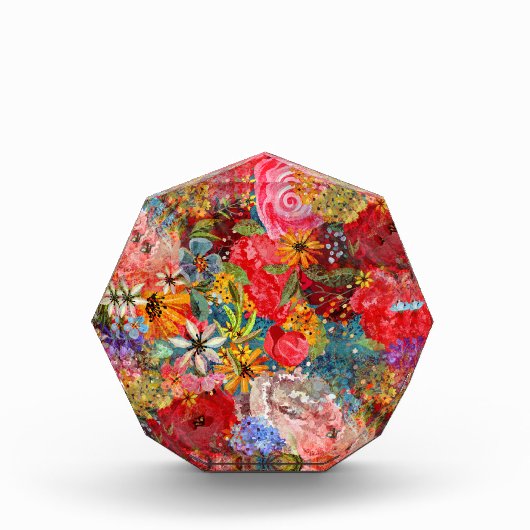美しい明るいカラフル抽象芸術花のパターン フォトブロック (正面)