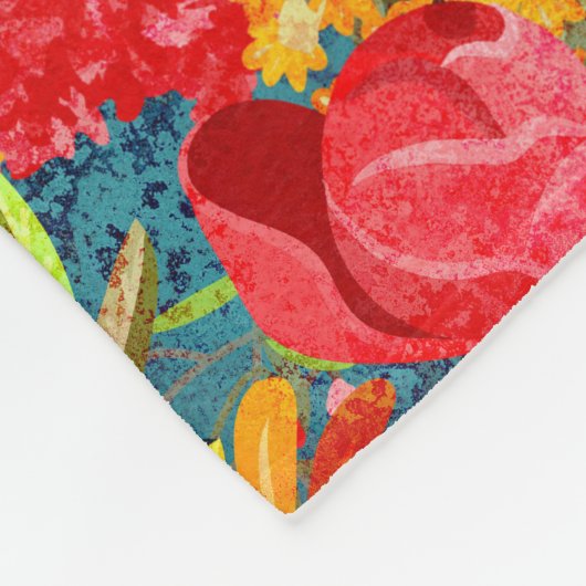 美しい明るいカラフル抽象芸術花のパターン フリースブランケット (角)