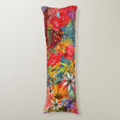 美しい明るいカラフル抽象芸術花のパターン ボディピロー (正面縦)