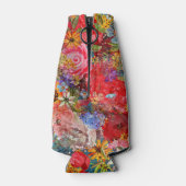 美しい明るいカラフル抽象芸術花のパターン ボトルクーラー (裏面)