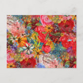 美しい明るいカラフル抽象芸術花のパターン ポストカード (正面)