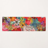 美しい明るいカラフル抽象芸術花のパターン ヨガマット (正面(横))