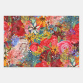 美しい明るいカラフル抽象芸術花のパターン ラッピングペーパーシート (正面)