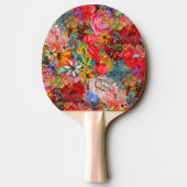 美しい明るいカラフル抽象芸術花のパターン 卓球ラケット (裏面)