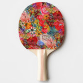 美しい明るいカラフル抽象芸術花のパターン 卓球ラケット (正面)